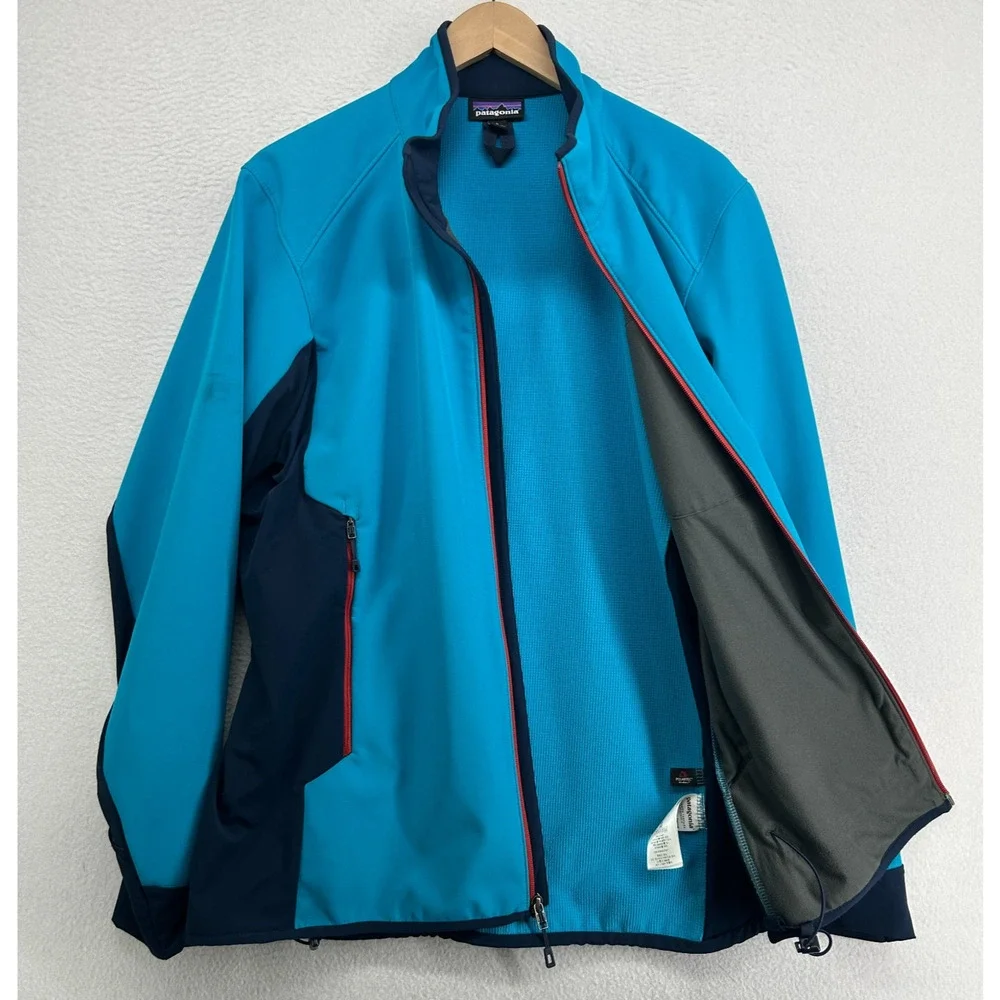 PATAGONIA Jacket Mens L Adze Hybrid Polartec Softshell Windbreaker Full Zip Blue